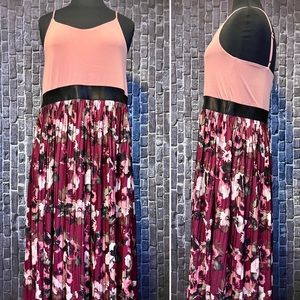 Pleated Floral Spaghetti Strap Dress